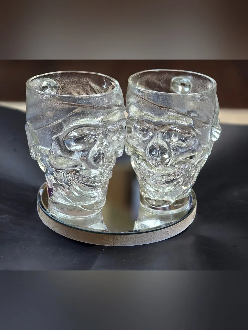 Guy Fieri American Kitchen Clear Glass Prirate Skull Beer Mugs Set Of 2